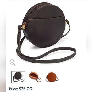 Dark Brown Cirle / Round Leather Bag